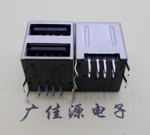 宣城 usb 2.0双层接口A母90°全包胶黑胶
